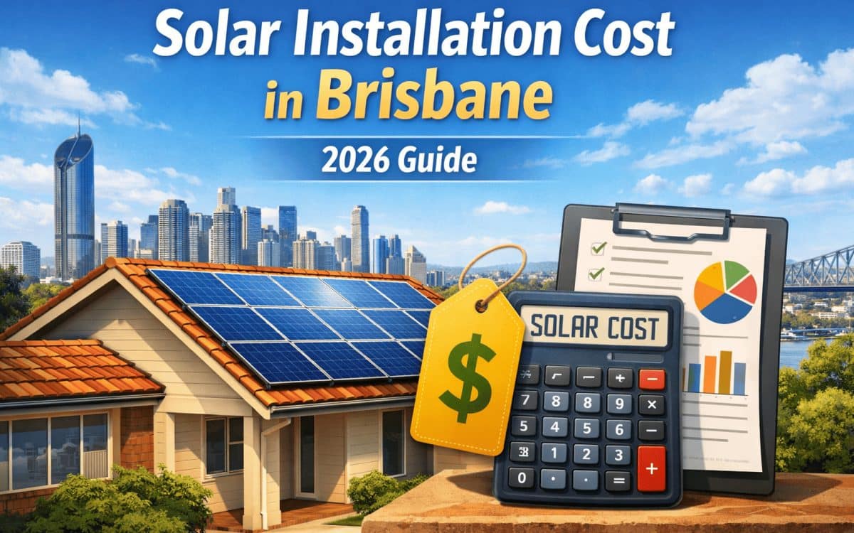 Solar installation cost Brisbane comparison for Brisbane homes showing rooftop panels and pricing elements
